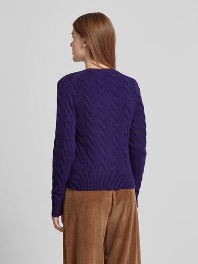 MORE Wollcardigan mit Zopfmuster Purple 5