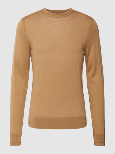 Tommy Hilfiger Wollen pullover met labelstitching en zijde Camel - 2