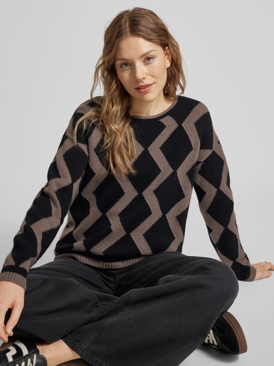 Fynch-Hatton Oversized Strickpullover mit gerippten Abschlüssen Black 3