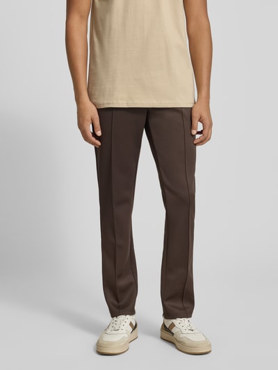 Les Deux Slim Fit Sweatpants mit fixierten Bügelfalten Mittelbraun 4