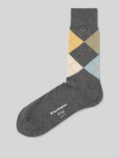 Burlington Socken mit Label-Detail Modell 'KING' Mittelgrau 1