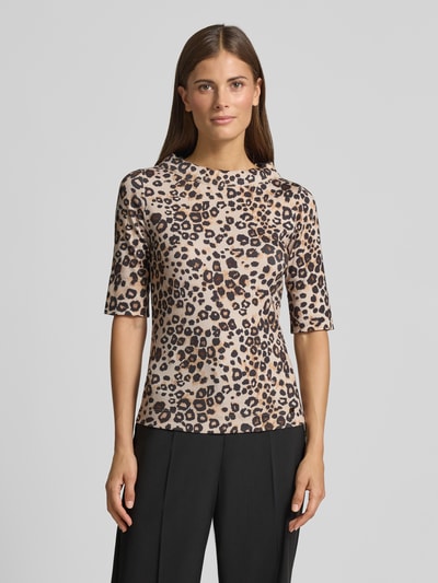 Marc Cain Regular Fit T-Shirt mit Allover-Animal-Print Camel 4