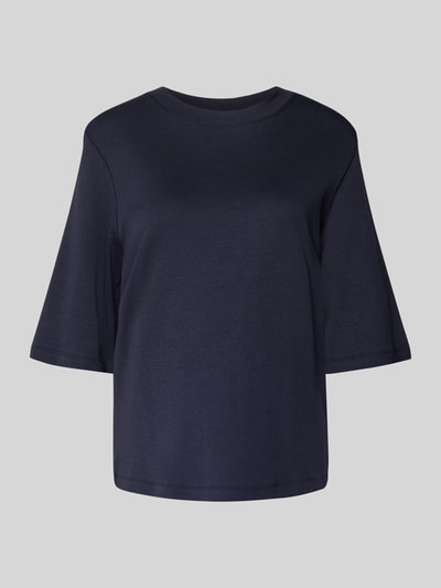 Stefanel Boxy Fit T-Shirt aus Viskose-Baumwoll-Mix mit 1/2-Arm Marine 2