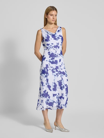 Calvin Klein Womenswear Midikleid aus Chiffon mit Wasserfall-Ausschnitt Blau Melange 1