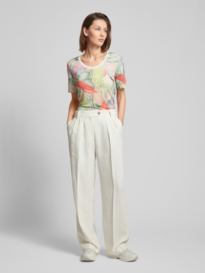 Toni Dress Linnen T-shirt met all-over bloemenprint, model 'Esra' Koraal - 1