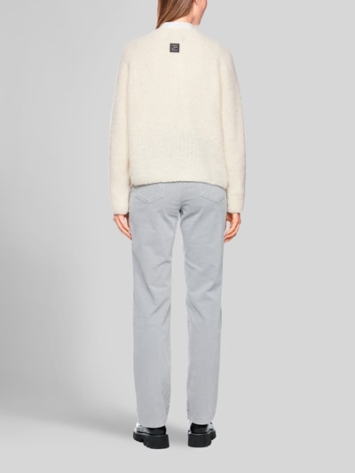 Marc Cain Cardigan aus Alpaka-Wolle-Mix mit Label-Patch Offwhite 5