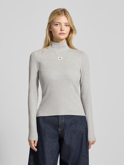 Calvin Klein Jeans Longsleeve mit Stehkragen Hellgrau 4