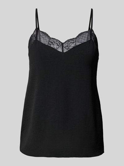 PIECES blousetop met kanten afwerking in relaxed fit model 'TIFFANY' Zwart - 2