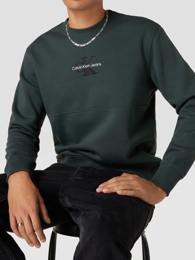 Calvin Klein Jeans Sweatshirt mit Label-Stitching Modell 'LOGO' Petrol 3