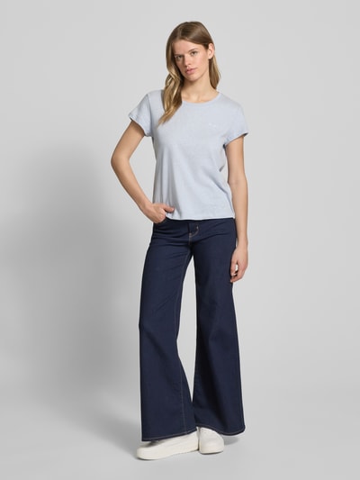 Pepe Jeans T-shirt met geribde ronde hals, model 'MEGAN' Lichtblauw - 1