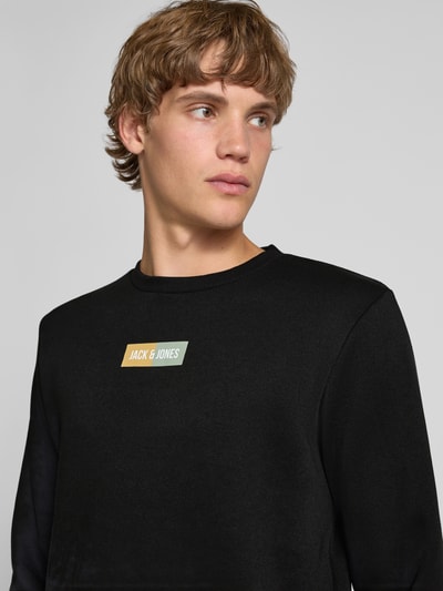 Jack & Jones Regular fit sweatshirt met logoprint, model 'Pan' Zwart - 3