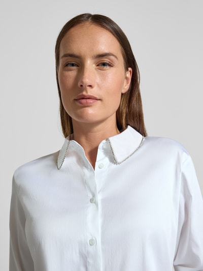 comma Regular fit blouse met siersteentjes Wit - 3