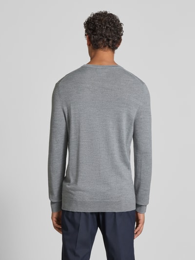 Christian Berg Men Regular Fit Longsleeve aus Merino-Mix Hellgrau Melange 5