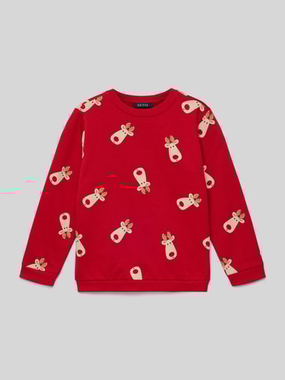 Blue Seven Sweatshirt met ribboorden Rood - 1