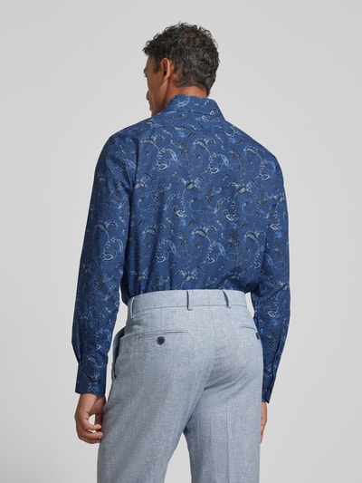 OLYMP Modern fit zakelijk overhemd met paisleymotief, model 'GLOBAL KENT' Marineblauw - 5
