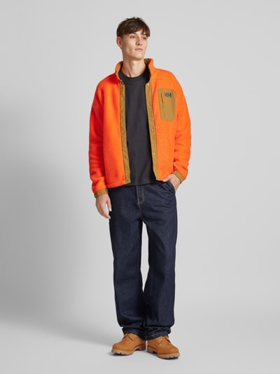 Helly Hansen Fleecejack met labelstitching, model 'Panorama Pile Snap' Oranje - 1