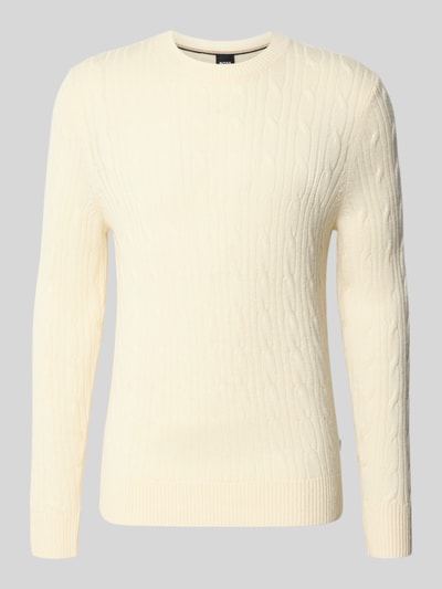 BOSS Regular Fit Strickpullover aus Schurwoll-Kaschmir-Mix Modell 'HETICO' Offwhite 2