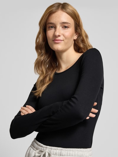 Gina Tricot Bluzka z długim rękawem z dekoltem okrągłym Czarny 3