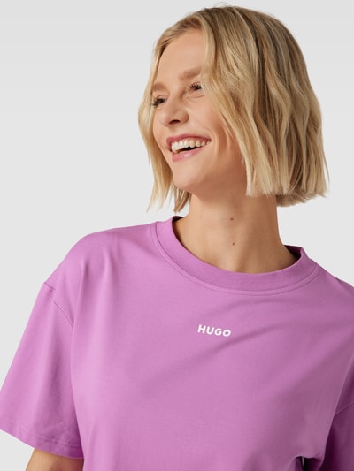 HUGO T-Shirt mit Label-Print Modell 'SHUFFLE' Lila 3