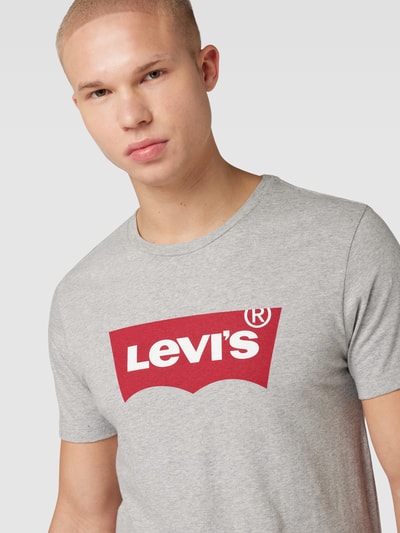 Levi's® T-shirt melanżowy z nadrukiem z logo Jasnoszary melanż 3