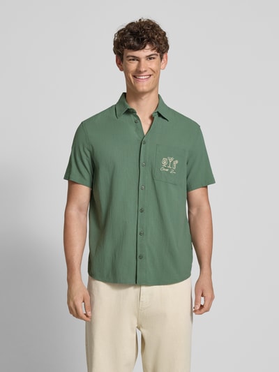 Blend Slim fit vrijetijdsoverhemd met stitchingdetails, model 'APOLLO' Olijfgroen - 4