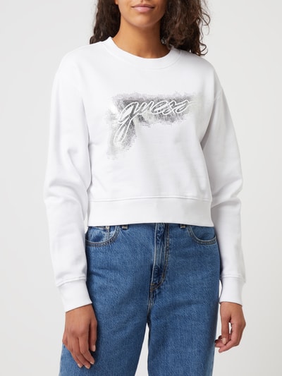 Guess Cropped Sweatshirt mit Logo in Metallic-Optik  Weiss 4