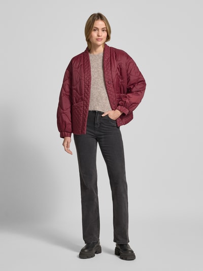 YAS Kurtka pikowana z wpuszczanymi kieszeniami model ‘TUCCO’ Bordowy 1