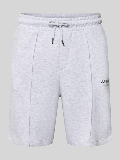 Produktfoto, Sweatshorts mit Logo Modell 'KANE' von Jack & Jones aus Baumwoll-Mix in Hellgrau, Relaxed-Fit, elastischer Bund, Logo, Bundweite 42 cm, Innenbeinlänge 19 cm