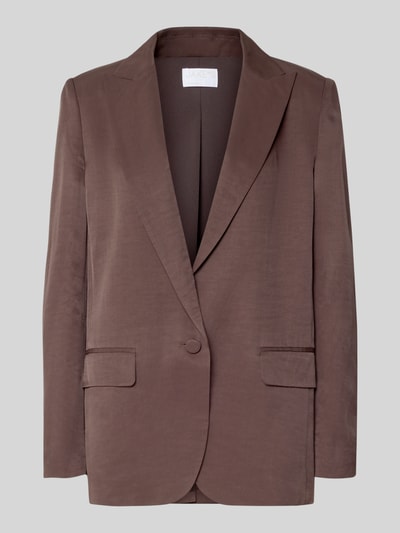 Produktfoto, Relaxed Fit Blazer mit Reverskragen von Jake*s Cocktail, brauner Viskose-Leinen-Mix, Knopfverschluss, Pattentaschen