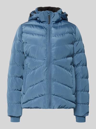 Produktfoto, Regular Fit Jacke in Stepp-Optik Modell 'Synria' von Cars Jeans in Blau, Kapuze, Reißverschluss, glatte Oberfläche