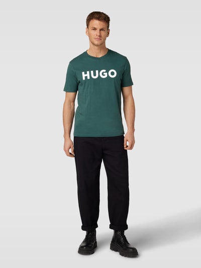 HUGO T-Shirt mit Label-Print Modell 'DULIVIO' Dunkelgruen 1