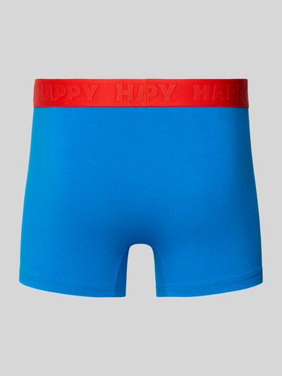 Produktfoto, Slim Fit Boxershorts mit Logo-Detail im 3er-Pack von Happy Socks, leuchtend blau mit rotem Elastischer-Logo-Bund, Baumwoll-Mix