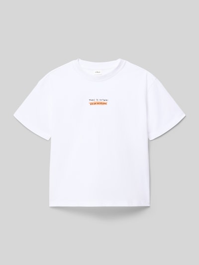 Produktfoto, Regular Fit T-Shirt aus reiner Baumwolle von s.Oliver RED LABEL, biały, jednolity, motyw nadruk, krój regular fit, bawełna, jersey
