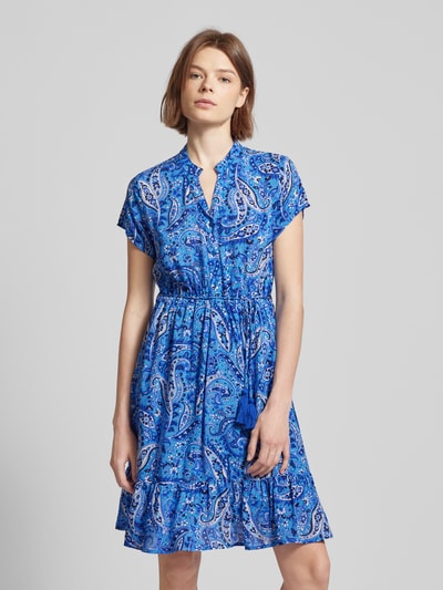 Only Knielange jurk met strikceintuur, model 'VENEDA' Lichtblauw - 4