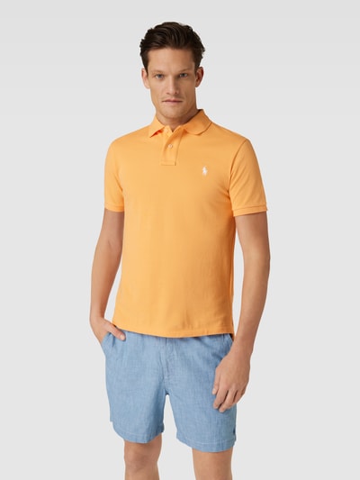 Polo Ralph Lauren Slim fit poloshirt met labelstitching Abrikoos - 4