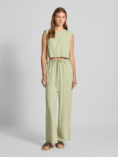 LeGer by Lena Gercke Crop Top aus Viskose-Leinen-Mix mit seitlicher Schnürung Schilf 1