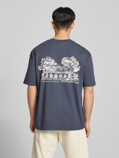 PEGADOR Oversized t-shirt z detalem z logo model 'Rochefort' Ciemnoniebieski 5