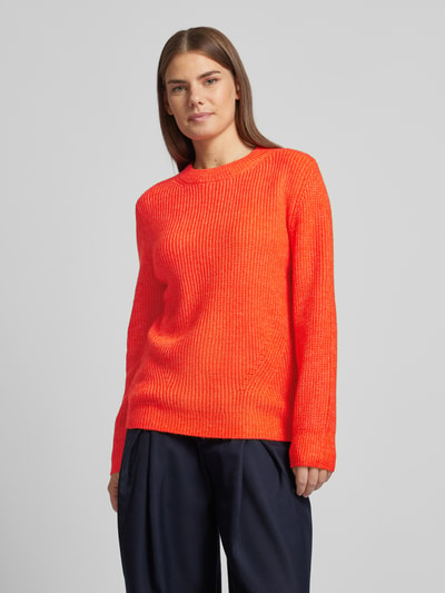 s.Oliver RED LABEL Regular fit gebreide pullover met ribboorden Oranje - 4