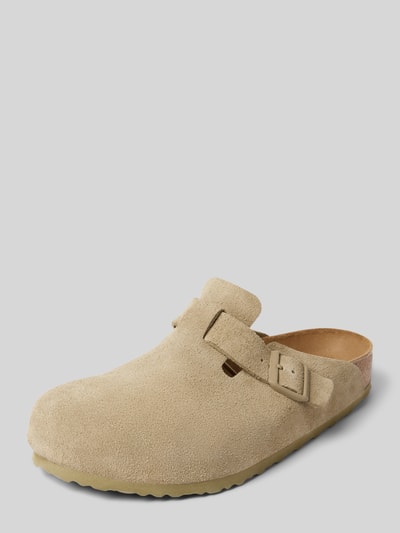 Birkenstock Lederslides mit Dornschließe Modell 'Boston' Khaki 1