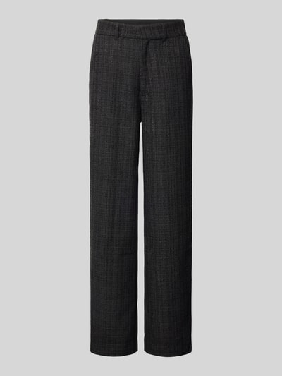 Produktfoto, dunkelgraue Damen Stoffhose mit Glitter-Effekt, Modell 'Emmett' von Neo Noir, Gerader-Schnitt, französische Eingrifftaschen, Bundweite 37 cm, Innenbeinlänge 77 cm