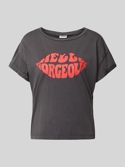 Noisy May T-Shirt mit Label-Print Modell 'BOHDI' Anthrazit 2