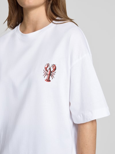 Pieces T-shirt o luźnym kroju z czystej bawełny model ‘TOBSTER’ Biały 3
