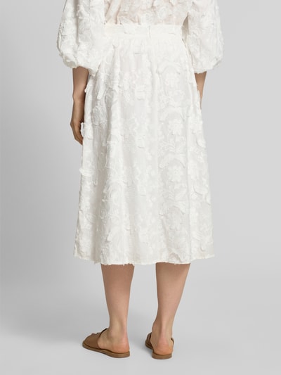Christian Berg Woman Midirock mit Motiv-Stitching Offwhite 5