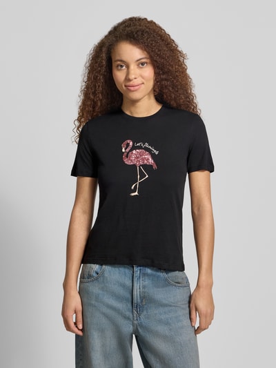 ONLY damski t-shirt o kroju regular fit z czystej bawełny model 'KITA' Metaliczny czarny 4