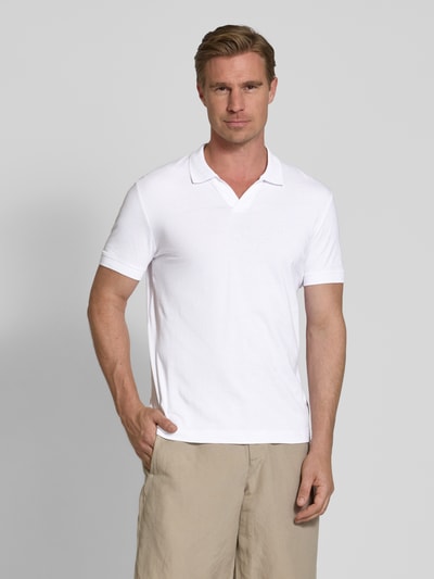 Strellson Poloshirt mit gerippten Abschlüssen Modell 'Clark' Weiss 4