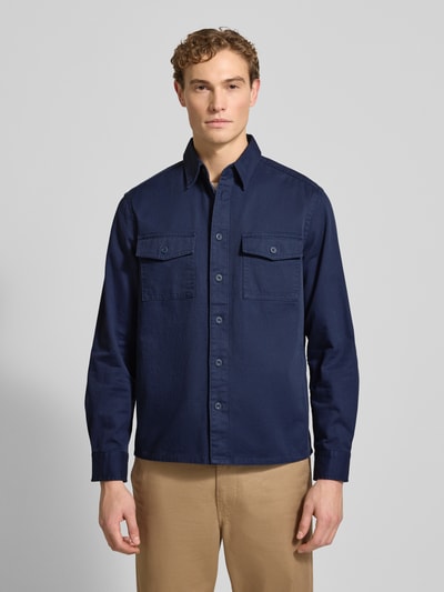 Christian Berg Men Overhemdjack met knoopsluiting Marineblauw - 4