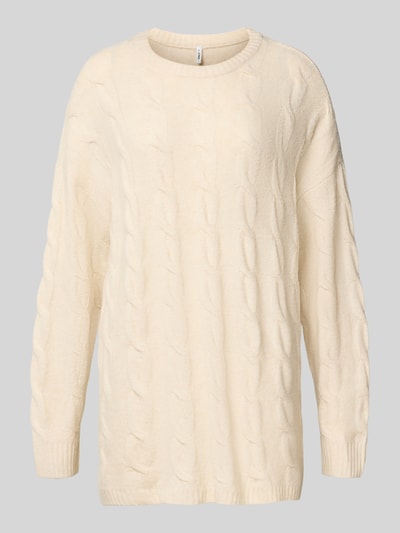 Only Sweter z dzianiny o kroju regular fit z fakturowanym wzorem model ‘JEANETTE’ Złamany biały 2