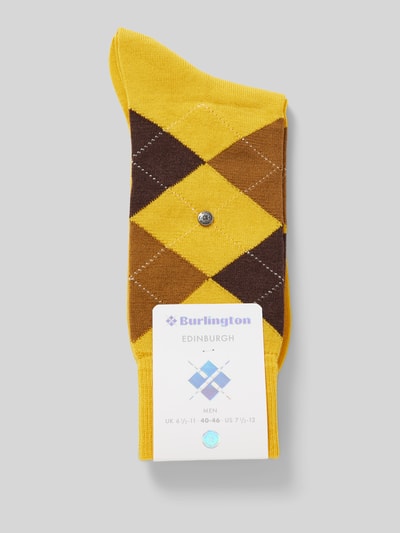 Burlington Socken mit Label-Detail Modell 'Edinburgh' Gelb 3