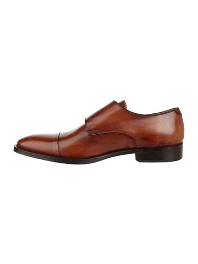 ROBERTO LEY Buty double monk strap z gładkiej skóry Camel 4