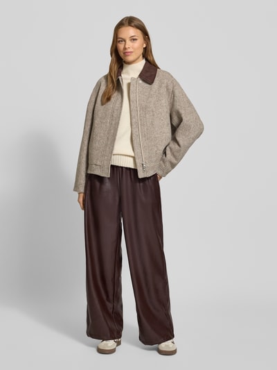 VILLA SOPHIE Wide Fit Stoffhose in Leder-Optik Modell 'Judy' Dunkelbraun 1